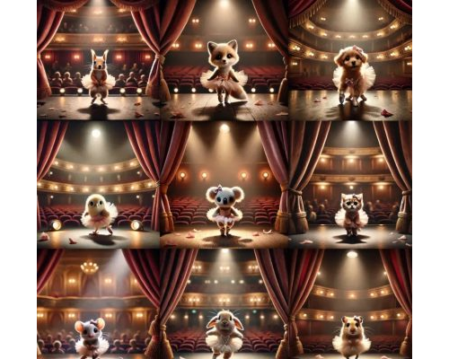 Prompt Cute Ballerina Animals On Stage