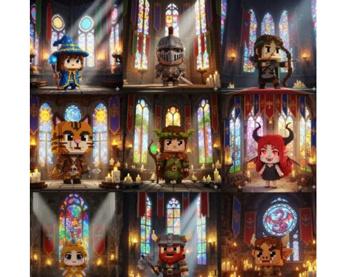 Prompt Free Voxel Chibi Fantasy Characters
