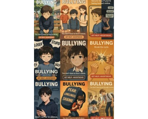 Prompt Stop Bullying Secure Help Anime Posters