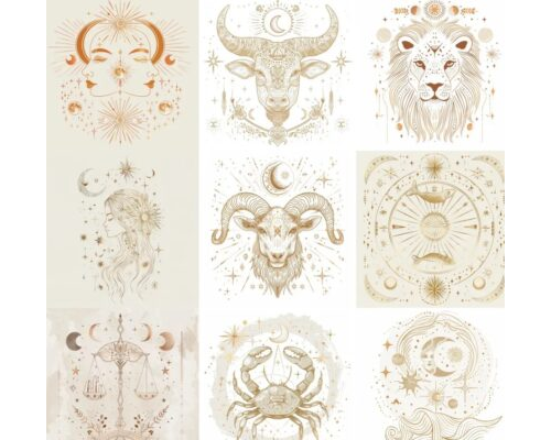 Prompt Boho Zodiac Symbol Illustrations