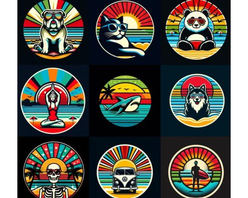 Prompt Cool Retro Tshirt Sticker Vectors