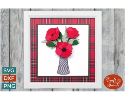Poppies in Vase SVG Layered Flower Cutting File