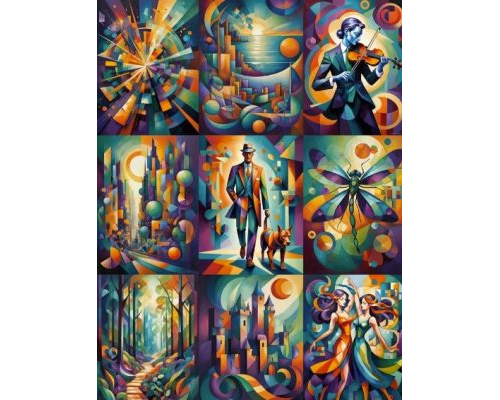 Prompt Vibrant Cubism Illustrations